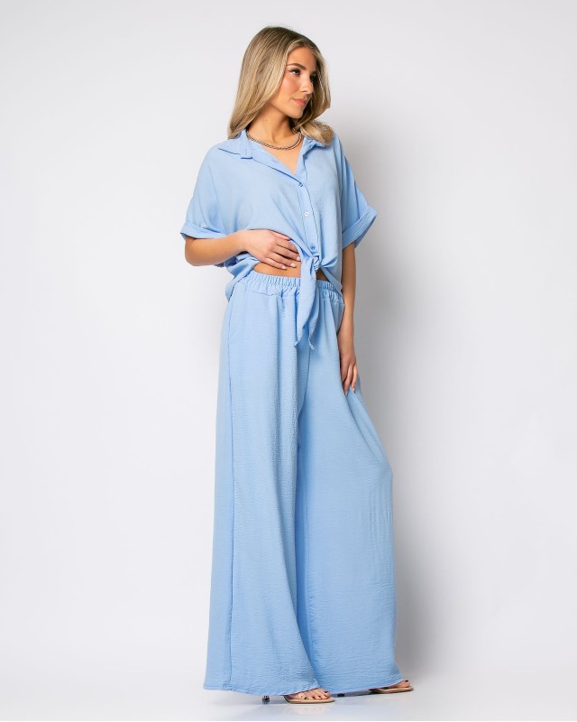 Σετ πουκάμισο με δέσιμο και παντελόνι baby blue