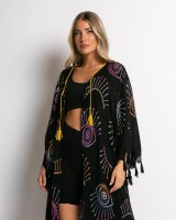 Κιμονό με κρόσσια και σχέδιο μαύρο-μάτια Κιμονό με κρόσσια και σχέδιο μαύρο-μάτια
