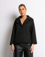 Ζακέτα με τρουακάρ μανίκι μαύρη