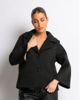 Ζακέτα με τρουακάρ μανίκι μαύρη