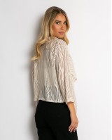 Ζακέτα πλεκτή διάτρητη ασύμμετρη μπεζ