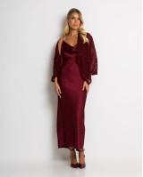 Ζακέτα πλεκτή διάτρητη ασύμμετρη μπορντώ