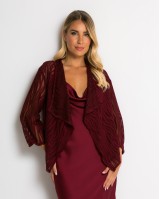 Ζακέτα πλεκτή διάτρητη ασύμμετρη μπορντώ