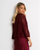 Ζακέτα πλεκτή διάτρητη ασύμμετρη μπορντώ