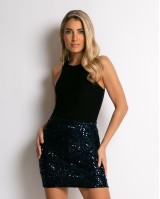 Φούστα mini με παγιέτες navy