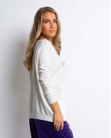 Μπλούζα μακρυμάνικη ψιλό πλεκτό με γυριστή λαιμόκοψη λευκό