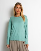 Μπλούζα ψιλό πλεκτό με λαιμόκοψη μέντα