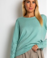 Μπλούζα ψιλό πλεκτό με λαιμόκοψη μέντα
