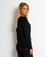 Μπλούζα ψιλό πλεκτό με λαιμόκοψη μαύρο