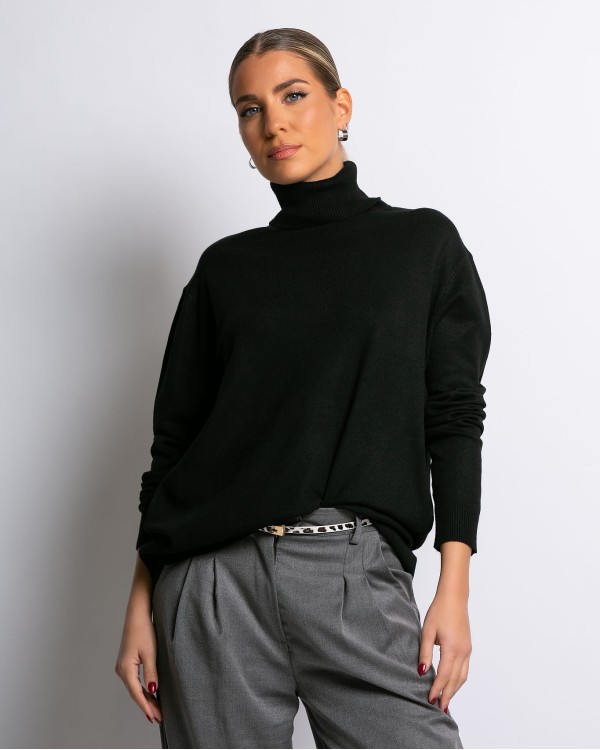 Μπλούζα ψιλό πλεκτό ζιβάγκο σε άνετη γραμμή ραφ