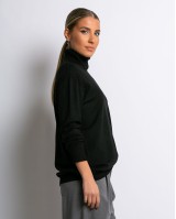 Μπλούζα ψιλό πλεκτό ζιβάγκο σε άνετη γραμμή μαύρο