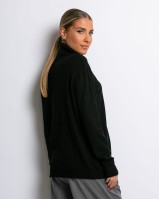 Μπλούζα ψιλό πλεκτό ζιβάγκο σε άνετη γραμμή μαύρο