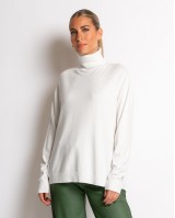 Μπλούζα ψιλό πλεκτό ζιβάγκο σε άνετη γραμμή εκρού