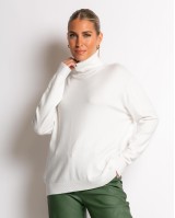 Μπλούζα ψιλό πλεκτό ζιβάγκο σε άνετη γραμμή εκρού