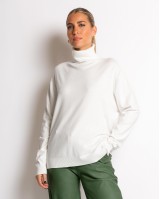 Μπλούζα ψιλό πλεκτό ζιβάγκο σε άνετη γραμμή εκρού