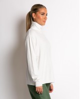 Μπλούζα ψιλό πλεκτό ζιβάγκο σε άνετη γραμμή εκρού