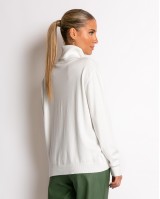 Μπλούζα ψιλό πλεκτό ζιβάγκο σε άνετη γραμμή εκρού