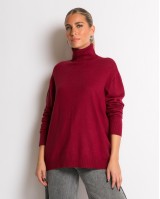 Μπλούζα ψιλό πλεκτό ζιβάγκο σε άνετη γραμμή μπορντώ