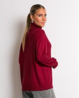 Μπλούζα ψιλό πλεκτό ζιβάγκο σε άνετη γραμμή μπορντώ