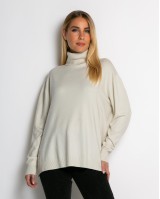 Μπλούζα ψιλό πλεκτό ζιβάγκο σε άνετη γραμμή μπεζ
