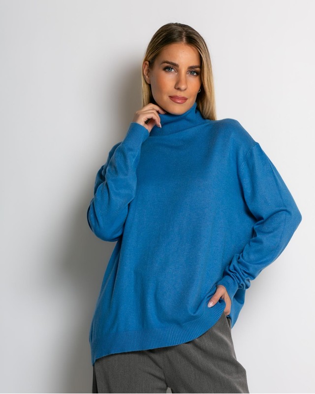 Μπλούζα ψιλό πλεκτό ζιβάγκο σε άνετη γραμμή ραφ