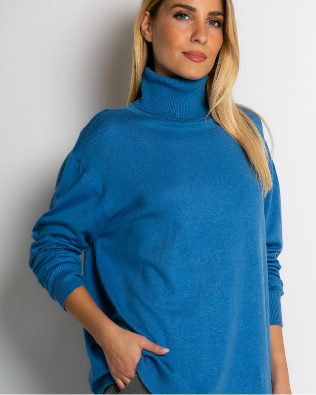 Μπλούζα ψιλό πλεκτό ζιβάγκο σε άνετη γραμμή ραφ