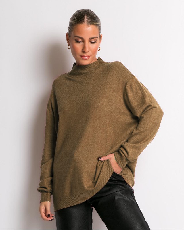 Μπλούζα ψιλό πλεκτό απαλή υφή με λουπέτο ταμπά