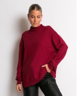 Μπλούζα ψιλό πλεκτό απαλή υφή με λουπέτο μπορντώ