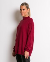 Μπλούζα ψιλό πλεκτό απαλή υφή με λουπέτο μπορντώ