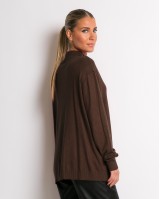 Μπλούζα ψιλό πλεκτό απαλή υφή με λουπέτο καφέ