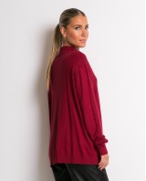 Μπλούζα ψιλό πλεκτό απαλή υφή με λουπέτο μπορντώ