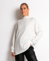 Μπλούζα ψιλό πλεκτό απαλή υφή με λουπέτο εκρού