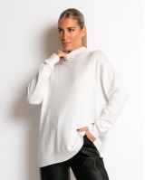 Μπλούζα ψιλό πλεκτό απαλή υφή με λουπέτο εκρού