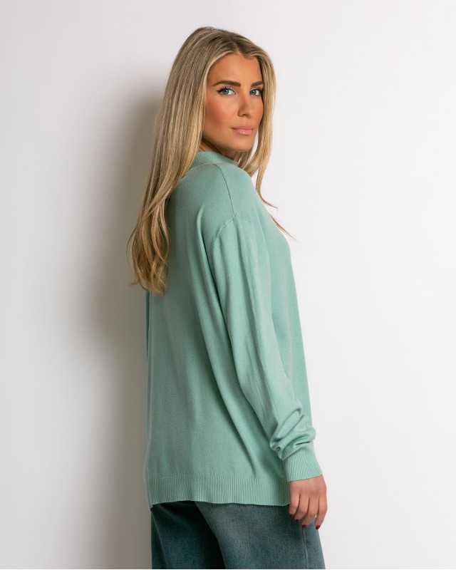 Μπλούζα ψιλό πλεκτό απαλή υφή με λουπέτο μέντα