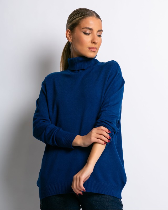 Μπλούζα ψιλό πλεκτό απαλή υφή μακρυμάνικη ζιβάγκο navy