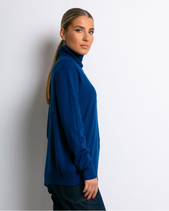 Μπλούζα ψιλό πλεκτό απαλή υφή μακρυμάνικη ζιβάγκο navy