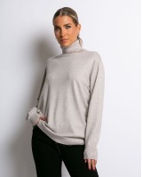 Μπλούζα ψιλό πλεκτό απαλή υφή μακρυμάνικη ζιβάγκο μπεζ