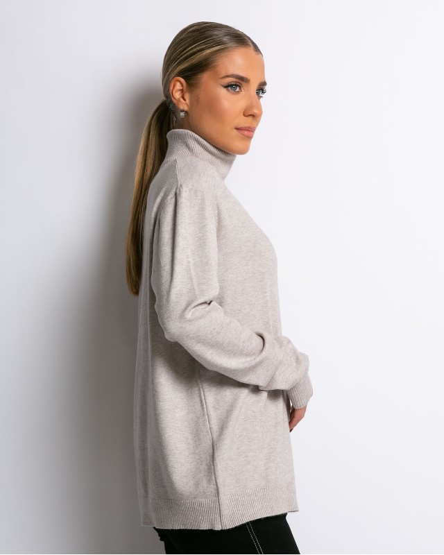 Μπλούζα ψιλό πλεκτό απαλή υφή μακρυμάνικη ζιβάγκο μπεζ