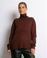 Μπλούζα ψιλό πλεκτό απαλή υφή μακρυμάνικη ζιβάγκο καφέ