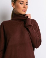 Μπλούζα ψιλό πλεκτό απαλή υφή μακρυμάνικη ζιβάγκο καφέ