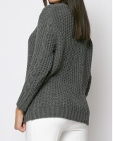 Ζακέτα πλεκτή με κουμπιά ανθρακί