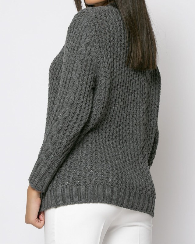 Ζακέτα πλεκτή με κουμπιά ανθρακί