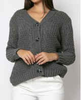 Ζακέτα πλεκτή με κουμπιά ανθρακί