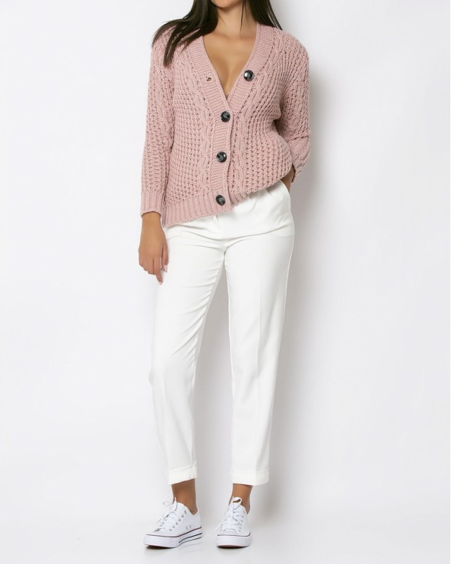 Ζακέτα πλεκτή με κουμπιά Ροζ