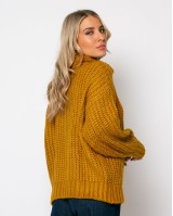 Πλεκτό ζιβάγκο με κοτσίδα μουσταρδί