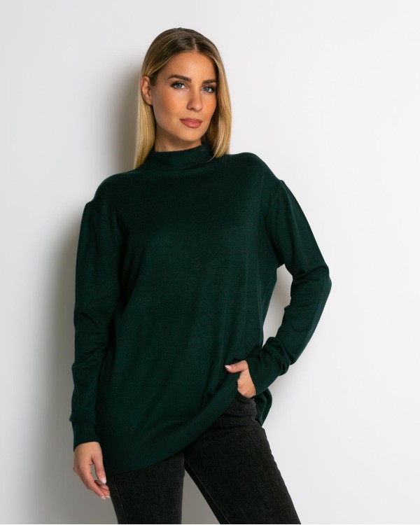 Μπλούζα ψιλό πλεκτό απαλή υφή μακρυμάνικη λουπέτο χακί