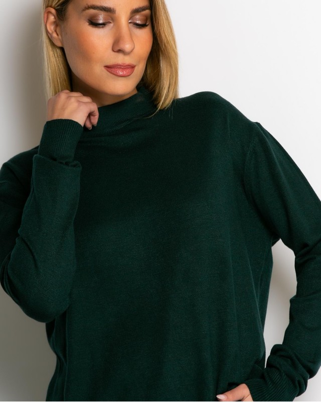 Μπλούζα ψιλό πλεκτό απαλή υφή μακρυμάνικη λουπέτο κυπαρισσί