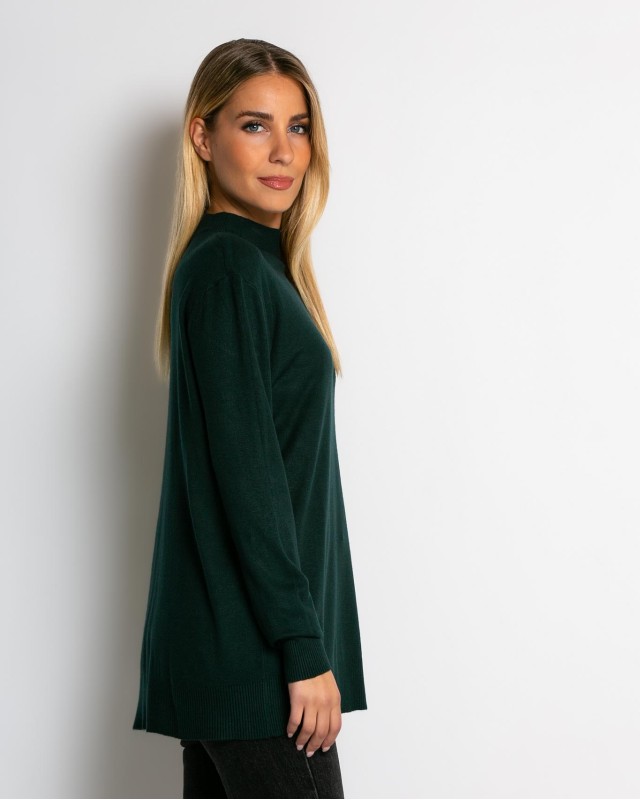 Μπλούζα ψιλό πλεκτό απαλή υφή μακρυμάνικη λουπέτο κυπαρισσί