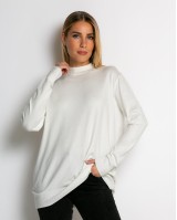 Μπλούζα ψιλό πλεκτό απαλή υφή μακρυμάνικη λουπέτο  εκρού