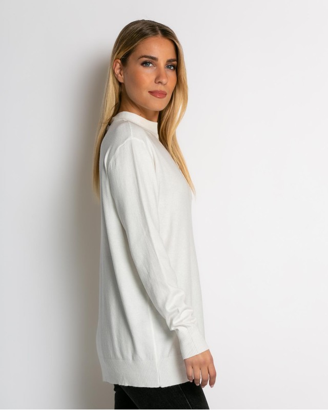 Μπλούζα ψιλό πλεκτό απαλή υφή μακρυμάνικη λουπέτο  εκρού